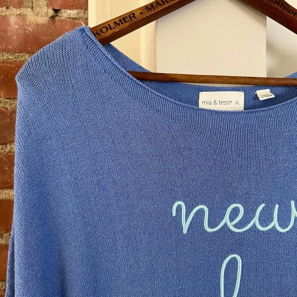 The Paper Store‎ New England Sweater XL Blue Knit Oversized Lightweight Coastal